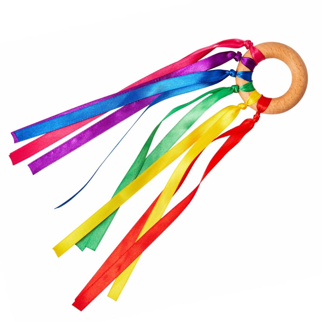 1 Baby And Toddler Sensory Rainbow Ribbon Teething Link. 